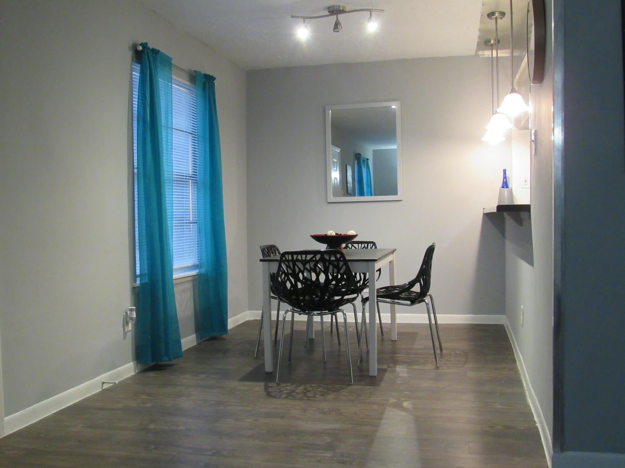 The dining room at The Metropolis Apartments